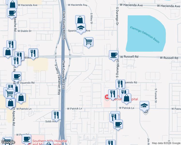 map of restaurants, bars, coffee shops, grocery stores, and more near 5827 Casa Branca Street in Las Vegas