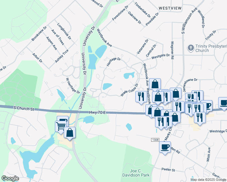 map of restaurants, bars, coffee shops, grocery stores, and more near 3916 Knox Court in Burlington