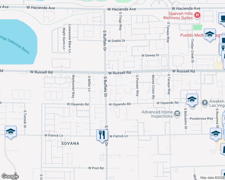 map of restaurants, bars, coffee shops, grocery stores, and more near 5852 Ashton Park Court in Las Vegas