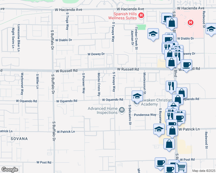 map of restaurants, bars, coffee shops, grocery stores, and more near 5817 Golden Wing Street in Las Vegas
