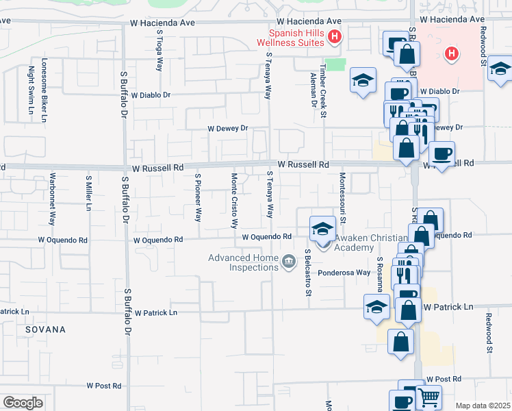 map of restaurants, bars, coffee shops, grocery stores, and more near 5817 Golden Wing Street in Las Vegas