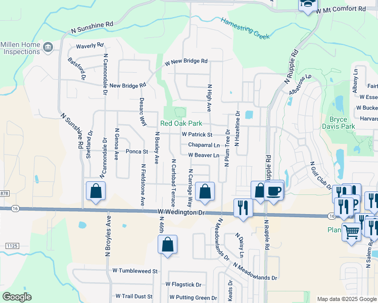 map of restaurants, bars, coffee shops, grocery stores, and more near 4451 West Beaver Lane in Fayetteville