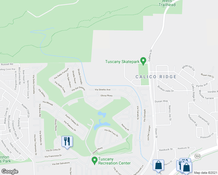 map of restaurants, bars, coffee shops, grocery stores, and more near 1248 Olivia Parkway in Henderson