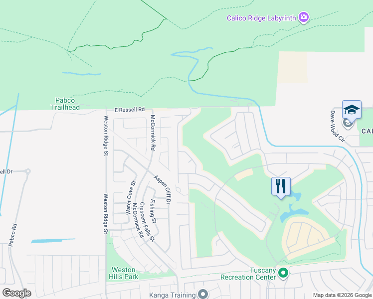 map of restaurants, bars, coffee shops, grocery stores, and more near 1105 Via Alloro in Henderson