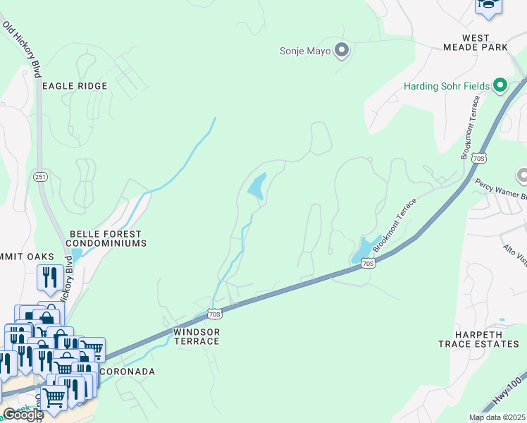 map of restaurants, bars, coffee shops, grocery stores, and more near 1017 Erin Lane in Nashville