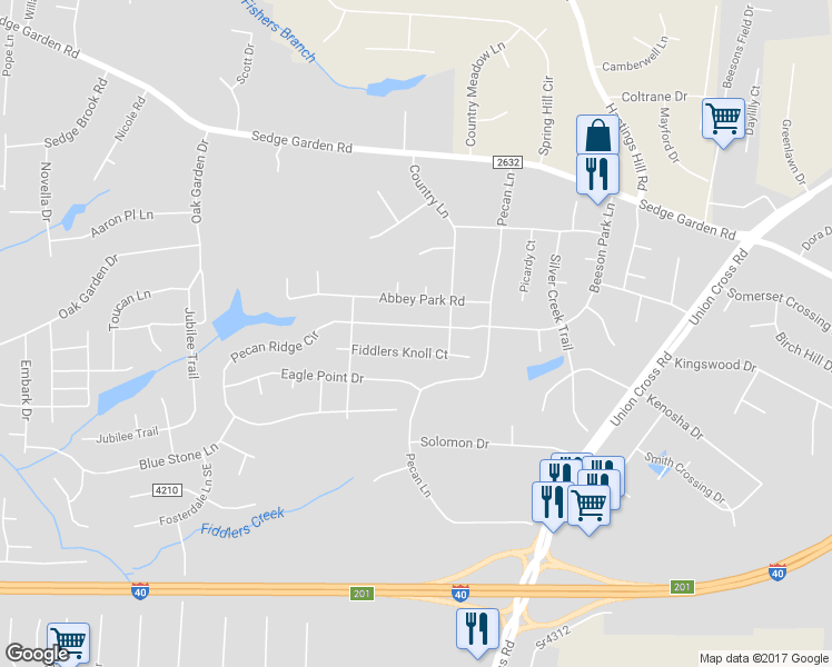 map of restaurants, bars, coffee shops, grocery stores, and more near 212 Fiddlers Knoll Court in Kernersville