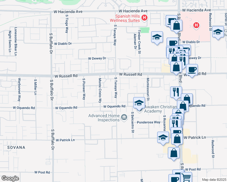 map of restaurants, bars, coffee shops, grocery stores, and more near 5843 Golden Wing Street in Las Vegas