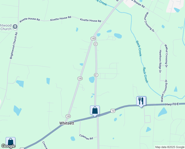 map of restaurants, bars, coffee shops, grocery stores, and more near 548 Highway 61 in Whitsett