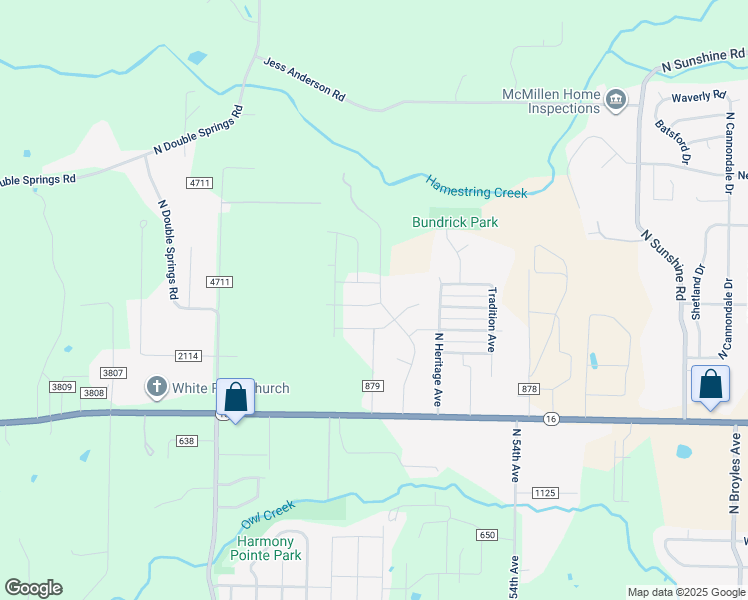 map of restaurants, bars, coffee shops, grocery stores, and more near 5960 West Quinn Street in Fayetteville