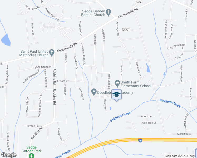 map of restaurants, bars, coffee shops, grocery stores, and more near 535 Corbin Street in Winston-Salem