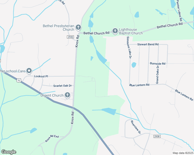 map of restaurants, bars, coffee shops, grocery stores, and more near 401 Knox Road in Gibsonville