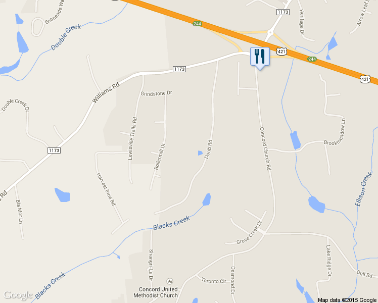 map of restaurants, bars, coffee shops, grocery stores, and more near 440 Doub Road in Lewisville
