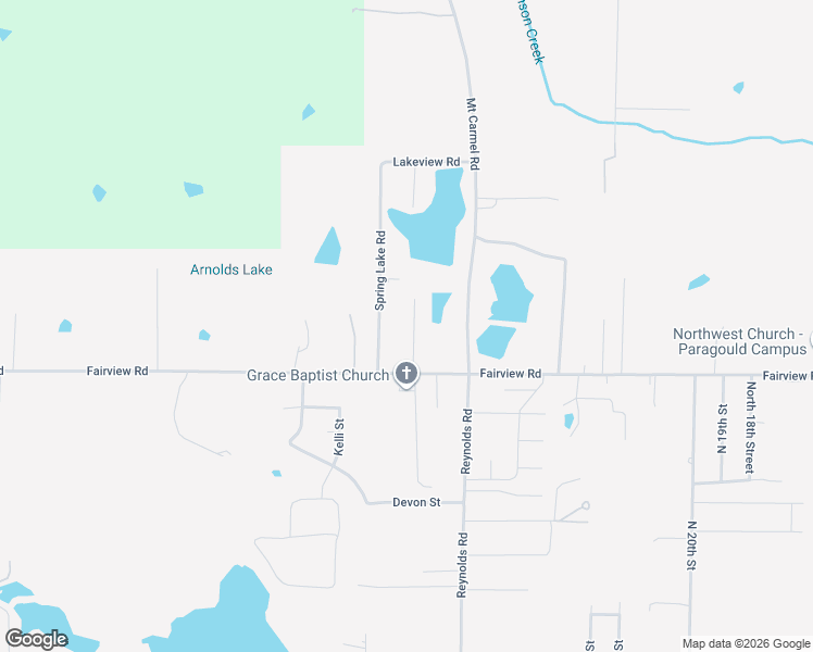 map of restaurants, bars, coffee shops, grocery stores, and more near 2119 Spring Lake Road in Paragould