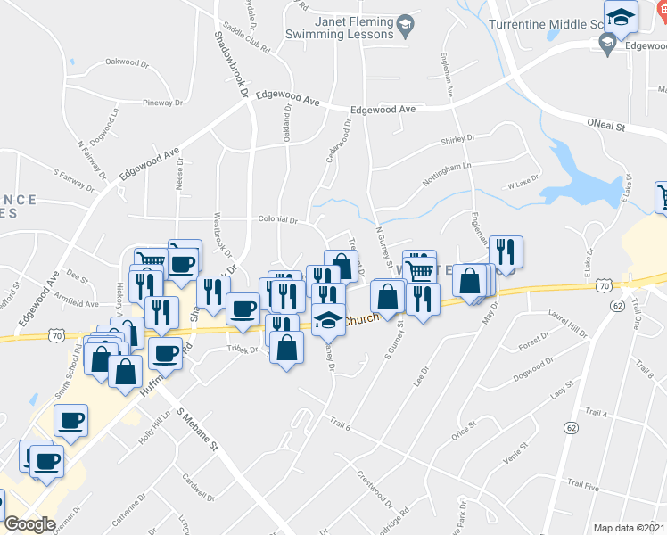 map of restaurants, bars, coffee shops, grocery stores, and more near 151 Tremont in Burlington