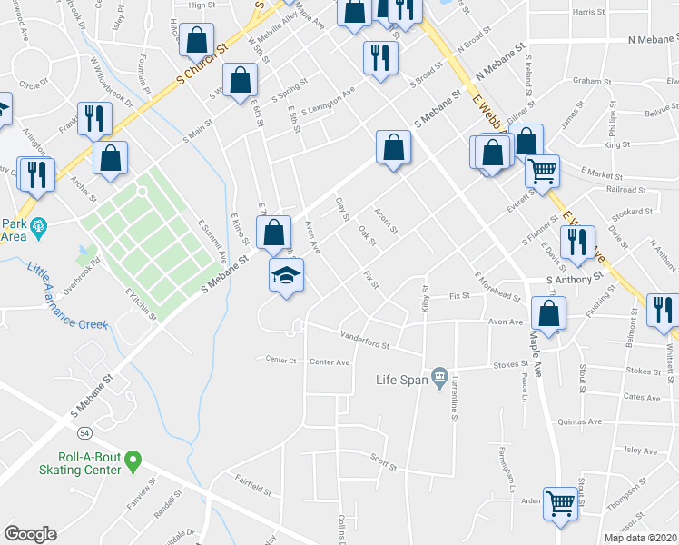 map of restaurants, bars, coffee shops, grocery stores, and more near 624 Avon Avenue in Burlington