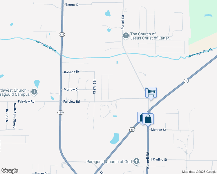 map of restaurants, bars, coffee shops, grocery stores, and more near 2107 1/2 N 8 1/2 St in Paragould