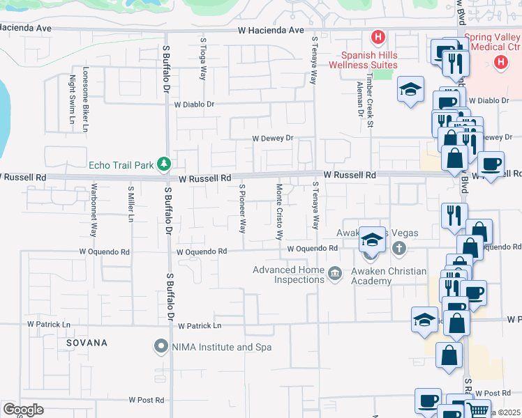 map of restaurants, bars, coffee shops, grocery stores, and more near 5790 Native Dancer Court in Las Vegas