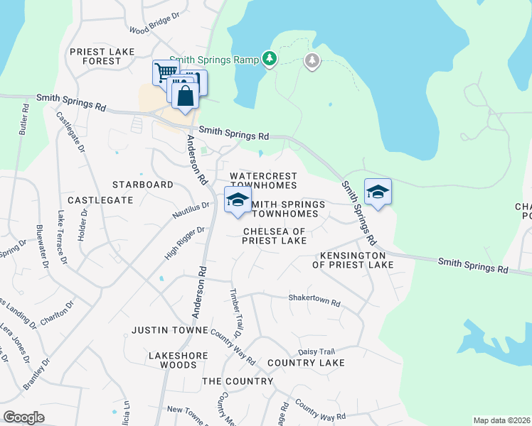 map of restaurants, bars, coffee shops, grocery stores, and more near 3401 Anderson Road in Nashville