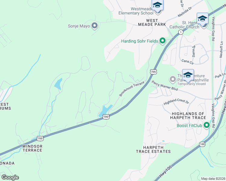 map of restaurants, bars, coffee shops, grocery stores, and more near 2900 Hillmeade Court in Nashville