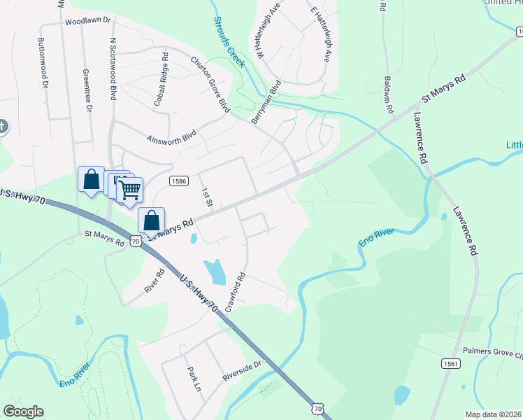 map of restaurants, bars, coffee shops, grocery stores, and more near 1509 Saint Marys Road in Hillsborough