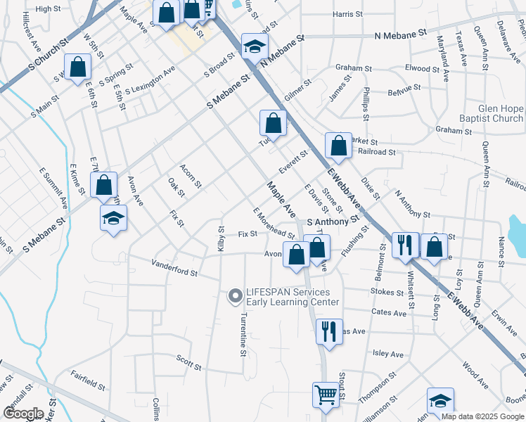 map of restaurants, bars, coffee shops, grocery stores, and more near 508 Miller Street in Burlington