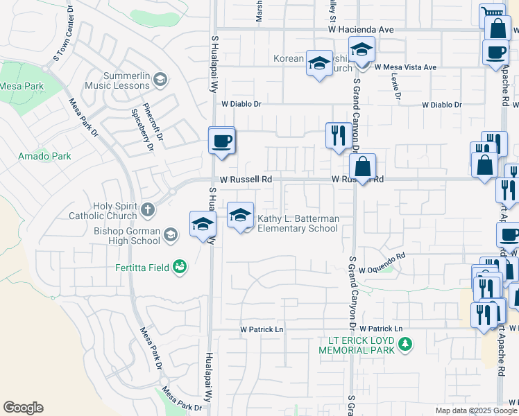 map of restaurants, bars, coffee shops, grocery stores, and more near 5774 Blackbirch Street in Las Vegas