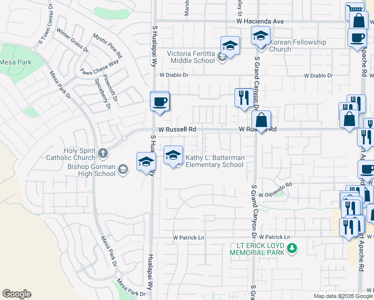 map of restaurants, bars, coffee shops, grocery stores, and more near 5774 Blackbirch Street in Las Vegas