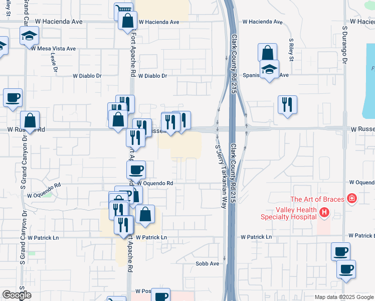 map of restaurants, bars, coffee shops, grocery stores, and more near Unnamed Road in Las Vegas