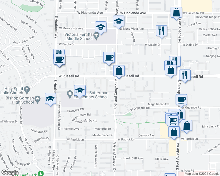 map of restaurants, bars, coffee shops, grocery stores, and more near 9833 Dryden Court in Las Vegas