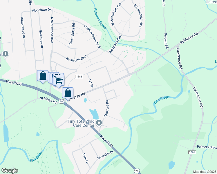 map of restaurants, bars, coffee shops, grocery stores, and more near 1509 Saint Marys Road in Hillsborough