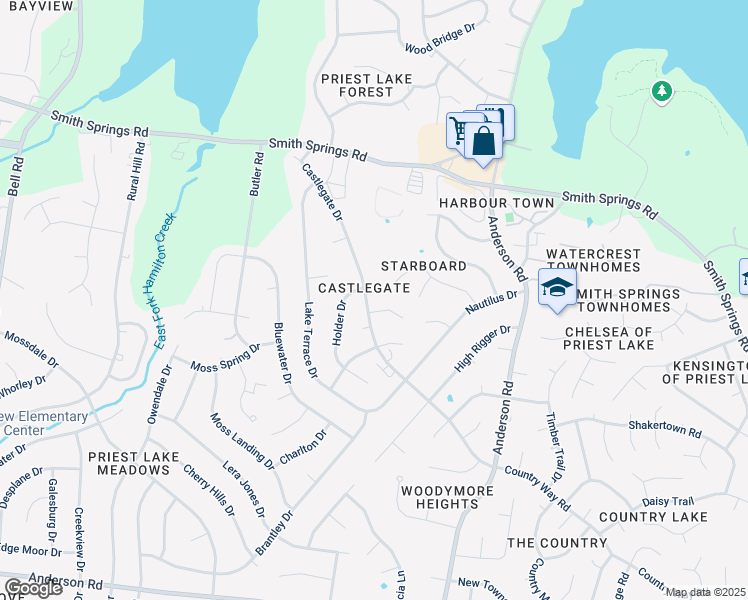 map of restaurants, bars, coffee shops, grocery stores, and more near 703 Holder Drive in Nashville