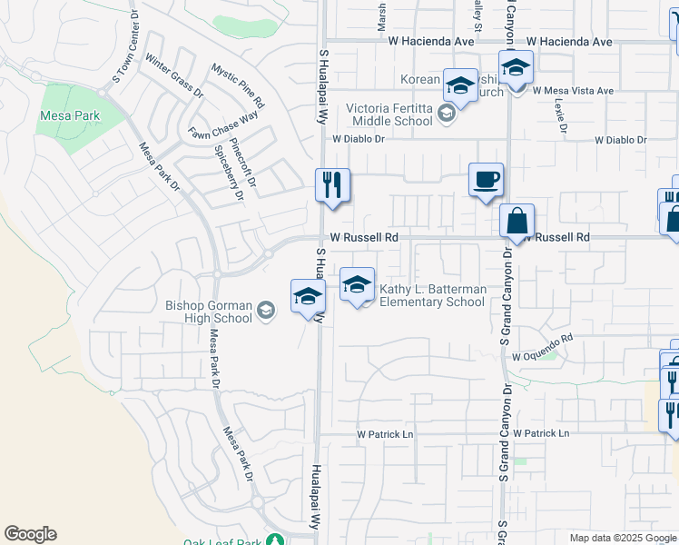 map of restaurants, bars, coffee shops, grocery stores, and more near 5761 Danish Garden Street in Las Vegas