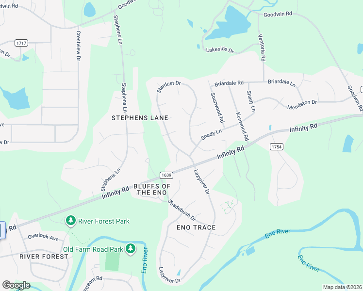 map of restaurants, bars, coffee shops, grocery stores, and more near 5100 Stardust Drive in Durham