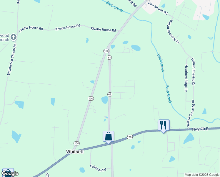 map of restaurants, bars, coffee shops, grocery stores, and more near North Carolina 61 in Whitsett