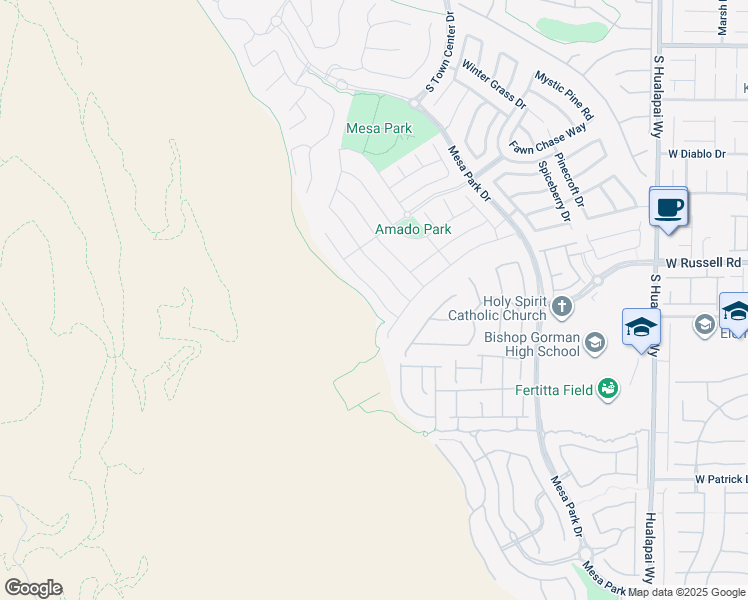 map of restaurants, bars, coffee shops, grocery stores, and more near 5755 Mesa Mountain Drive in Las Vegas