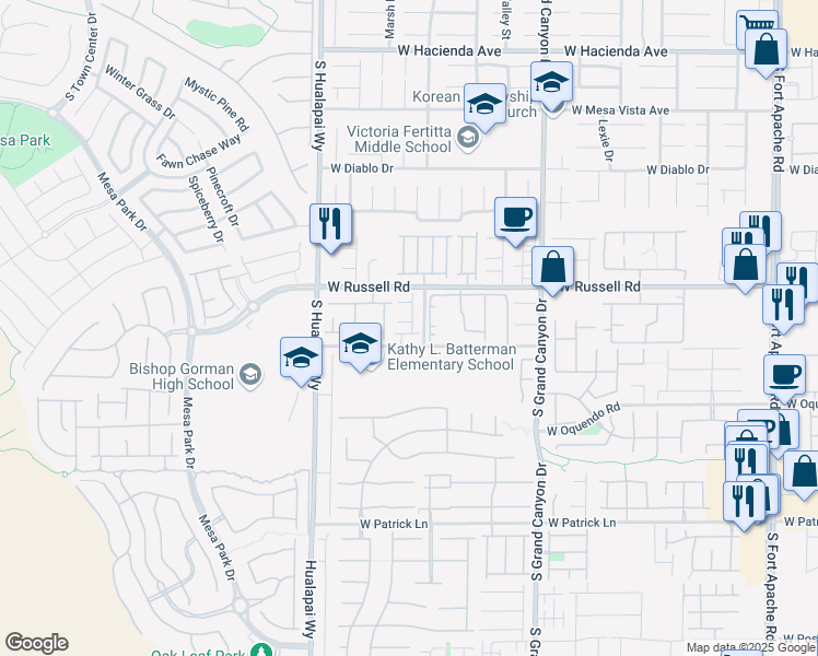 map of restaurants, bars, coffee shops, grocery stores, and more near Sir Atlas Court in Spring Valley
