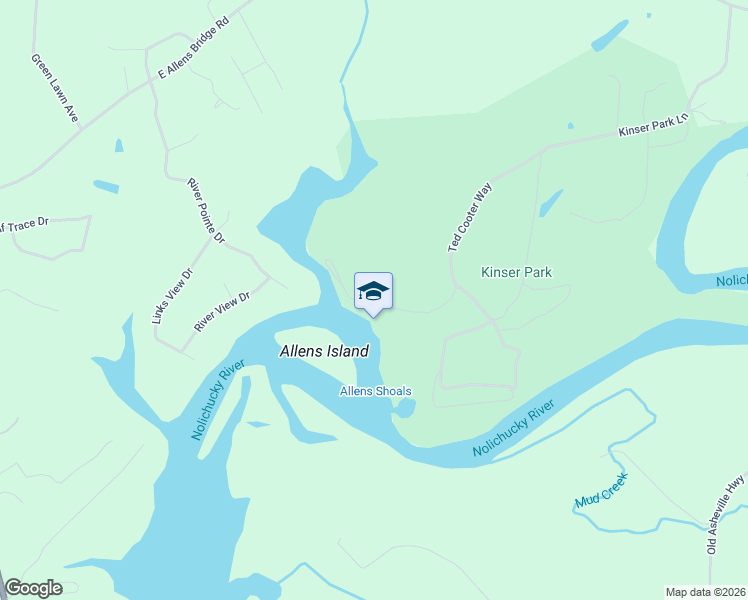 map of restaurants, bars, coffee shops, grocery stores, and more near Boat Ramp Road in Greeneville