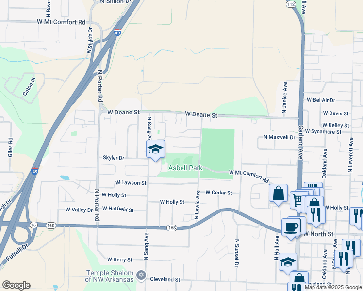 map of restaurants, bars, coffee shops, grocery stores, and more near 1838 Pleasant Woods Drive in Fayetteville