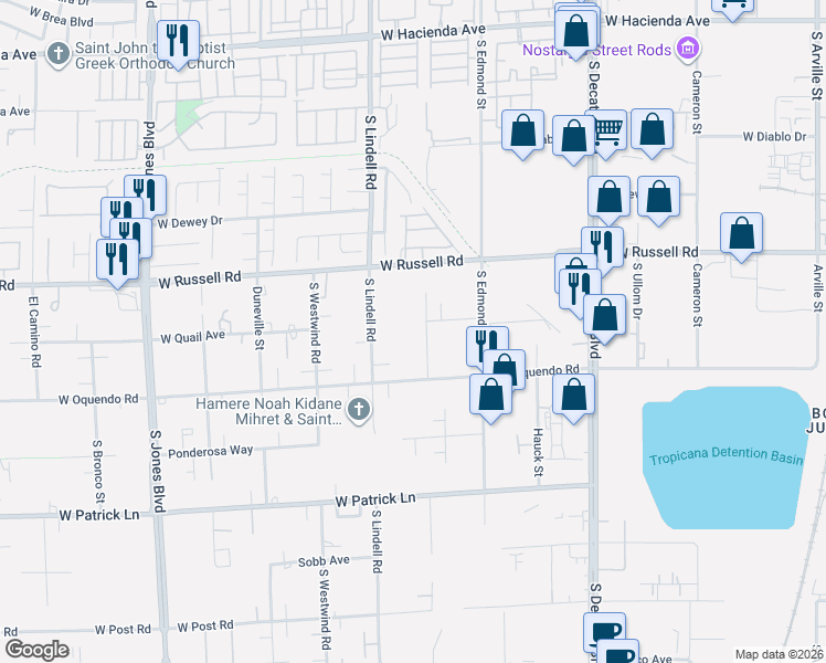 map of restaurants, bars, coffee shops, grocery stores, and more near 5820 Mohawk Street in Las Vegas