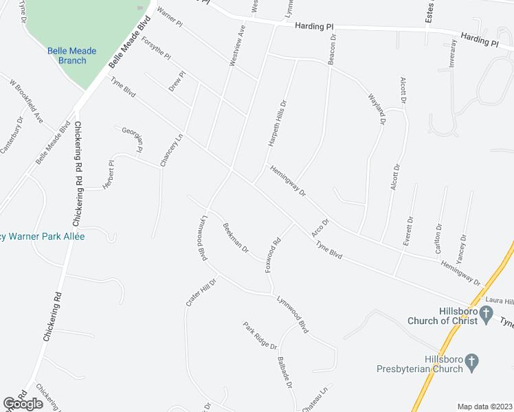 map of restaurants, bars, coffee shops, grocery stores, and more near 2809 Tyne Boulevard in Nashville