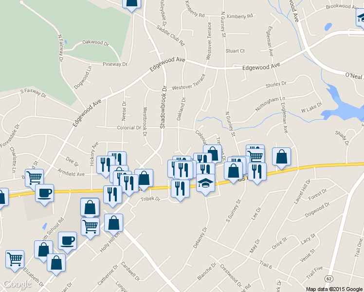 map of restaurants, bars, coffee shops, grocery stores, and more near 311 Oakland Drive in Burlington