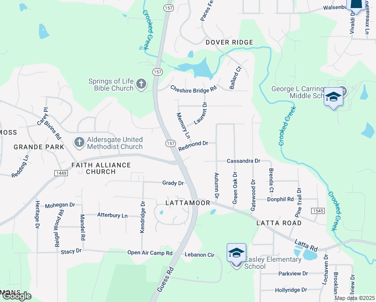 map of restaurants, bars, coffee shops, grocery stores, and more near 1607 Redmond Drive in Durham