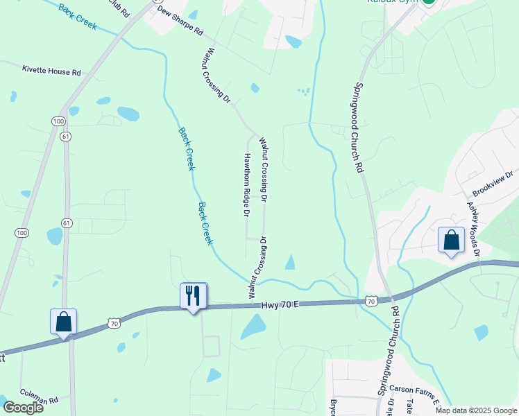 map of restaurants, bars, coffee shops, grocery stores, and more near 604 Walnut Crossing Drive in Whitsett