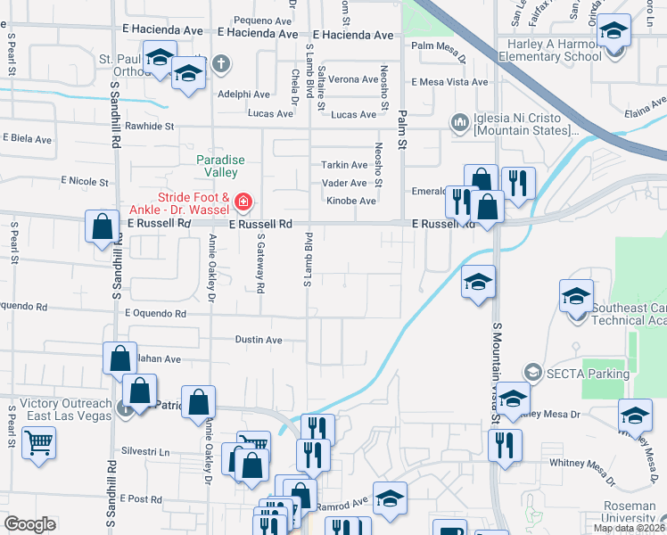 map of restaurants, bars, coffee shops, grocery stores, and more near 4240 East Quail Avenue in Las Vegas