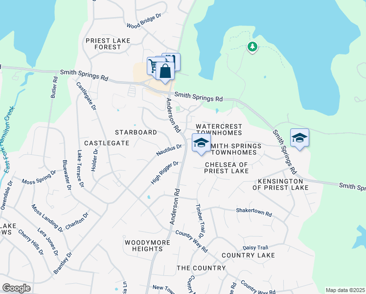 map of restaurants, bars, coffee shops, grocery stores, and more near 3404 Anderson Road in Nashville