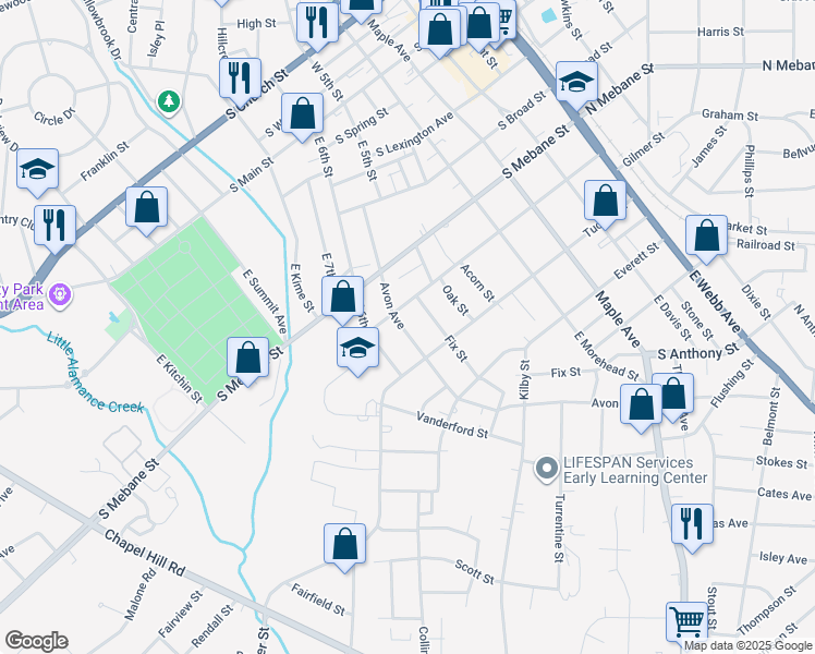 map of restaurants, bars, coffee shops, grocery stores, and more near 610 Avon Avenue in Burlington