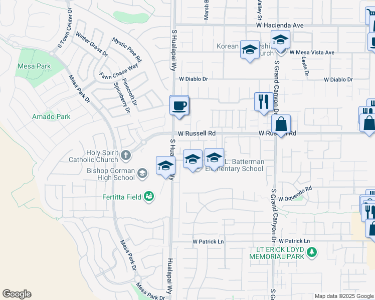 map of restaurants, bars, coffee shops, grocery stores, and more near 5761 Danish Garden Street in Las Vegas