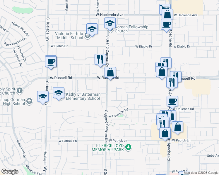 map of restaurants, bars, coffee shops, grocery stores, and more near 5763 Field Breeze Street in Las Vegas