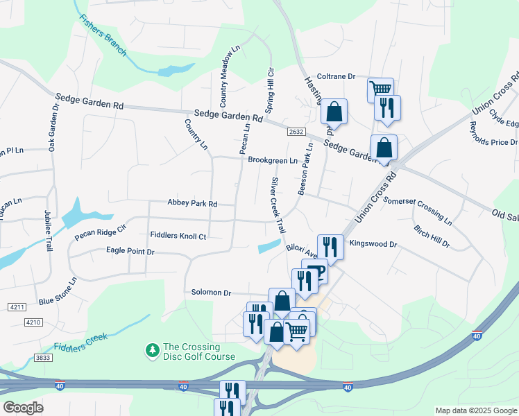 map of restaurants, bars, coffee shops, grocery stores, and more near 189 Picardy Court in Kernersville