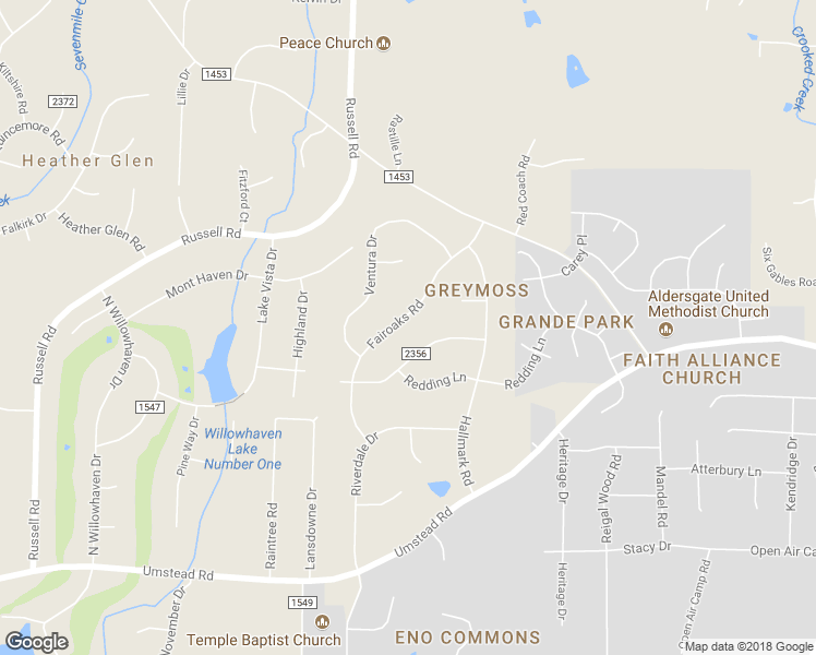 map of restaurants, bars, coffee shops, grocery stores, and more near 5324 Fairoaks Road in Durham